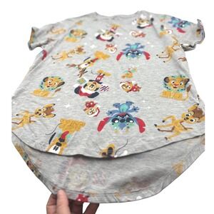 Disney 100 Characters Gray Graphic T-Shirt Size L 11-13 Cotton Polyester Blend‎